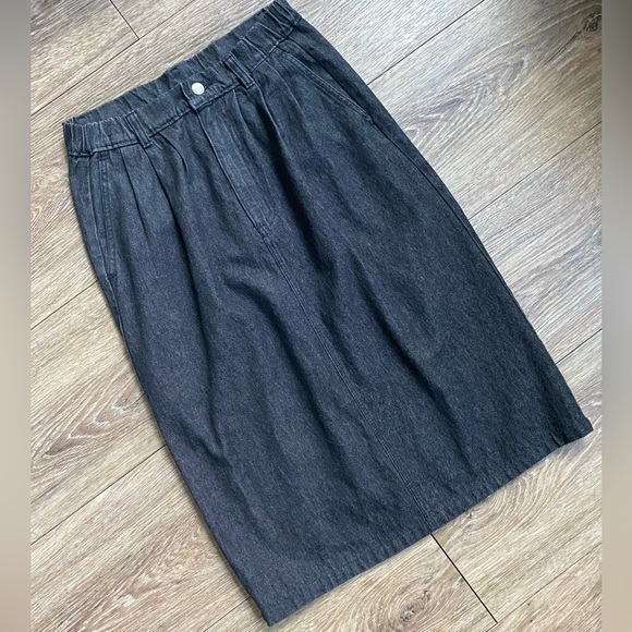 Lands' End Dresses & Skirts - Lands' End Charcoal Grey Denim Midi A-Line Skirt Size S-Medium